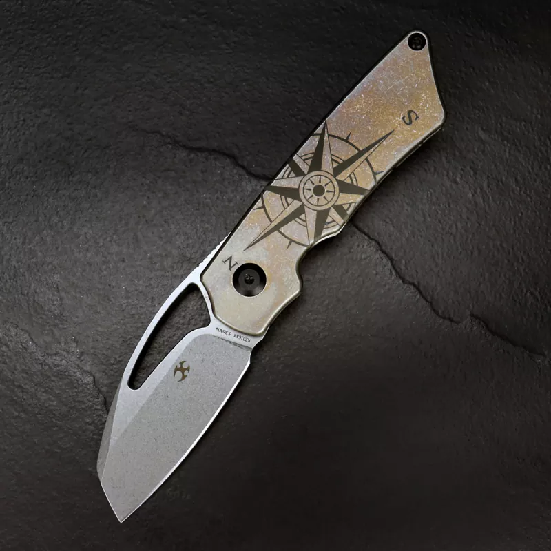 Kansept Goblin compass knife titanium bronze anodized with clip