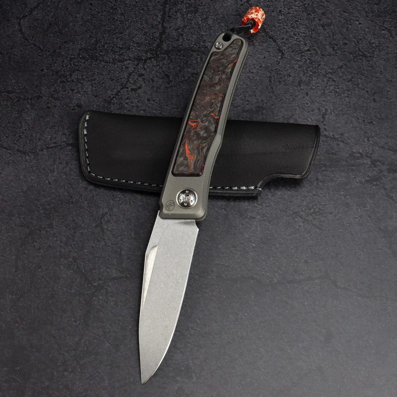 Rinkhals FAT Carbon Darkmatter red | Fuller stonewashed | Slipjoint pocket knife by Arno Bernard knives