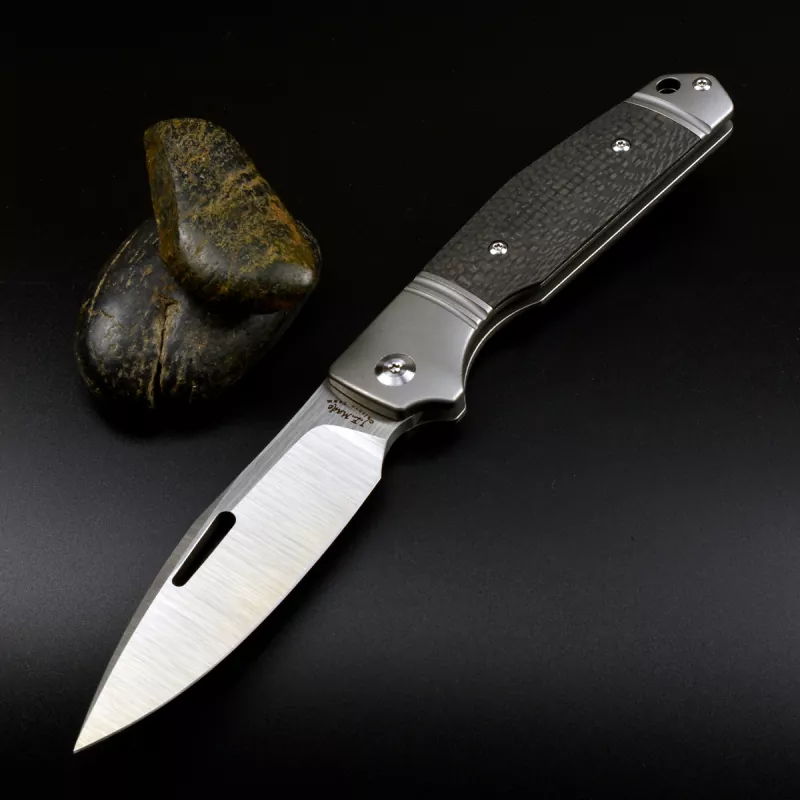 J.E. Made Knives Combustion CPM-S35VN Steel Carbon Titanium with Clip