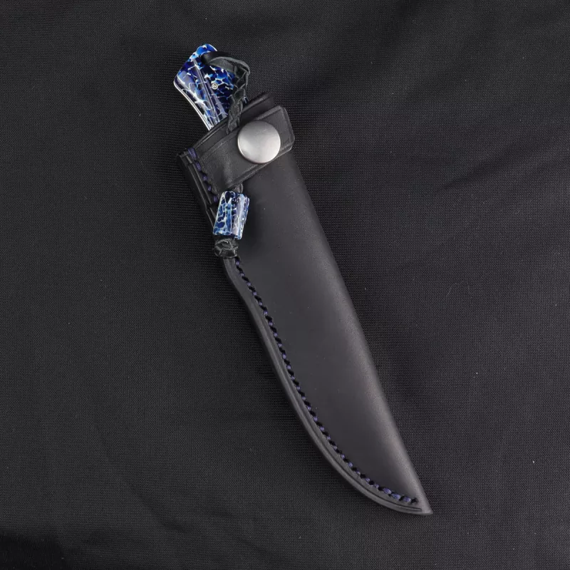 Marmoset Arno Bernard Knives narrow EDC knife made of N690 with blue kudu bone handle
