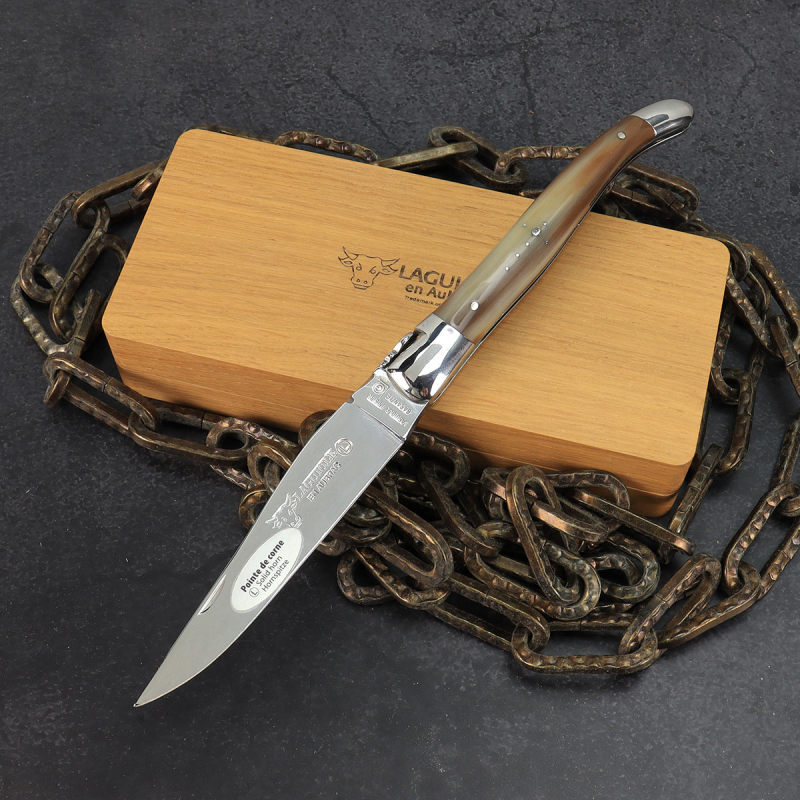 Laguiole en Aubrac Hornspitze Sandvik 12C27 mit Holzschatulle