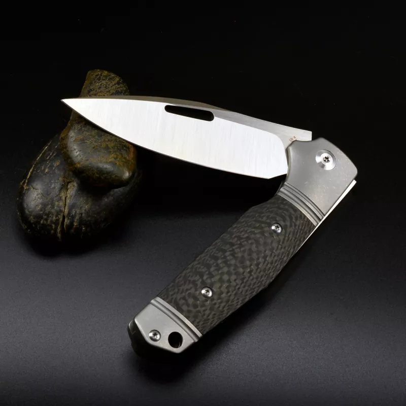 J.E. Made Knives Combustion CPM-S35VN Steel Carbon Titanium with Clip