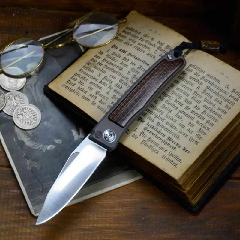 Rinkhals - Arno Bernard Knives - Slipjoint Titanium pocket knife RWL34 Burlap Micarta