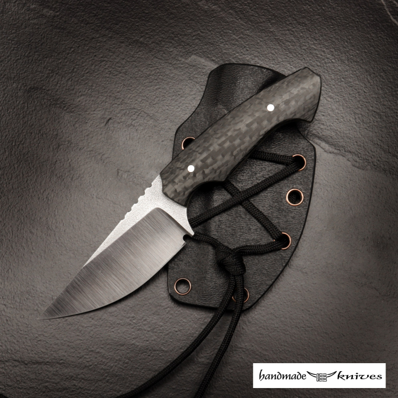 Steffen Bender Custom small EDC Bowie made of SB1 steel with carbon and yellow liner incl. Kydex