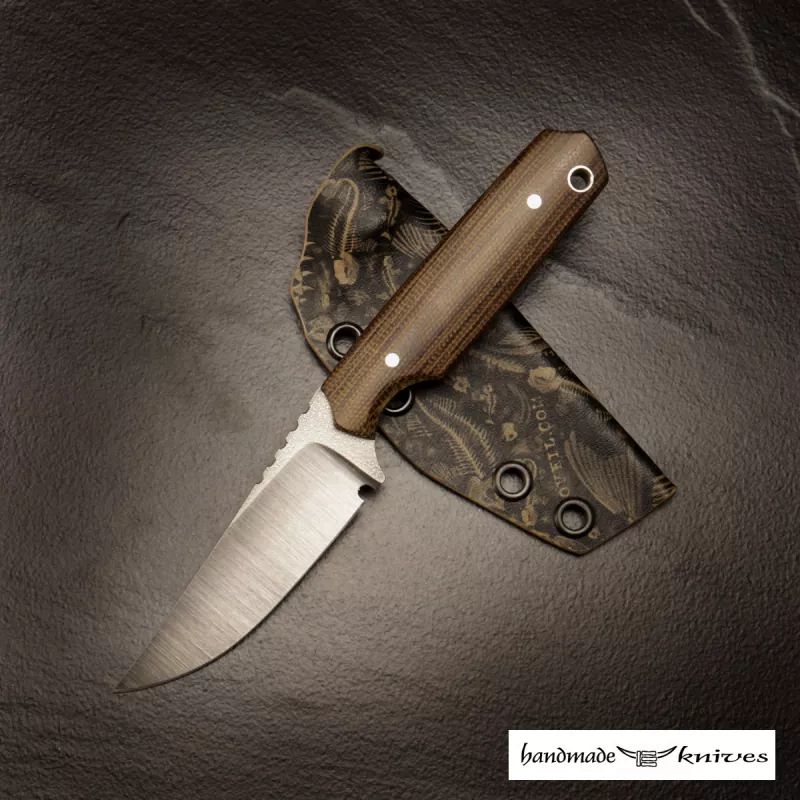 Steffen Bender Custom EDC Knife M390 Steel Canvas Micarta Brown + MDK Kydex and Original