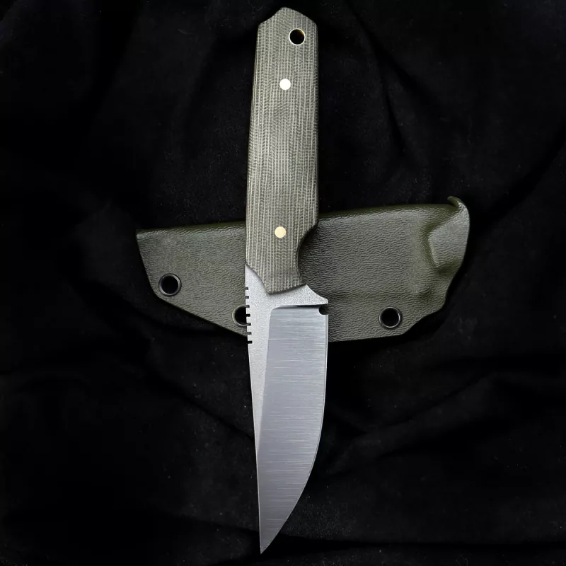 Special - Steffen Bender Custom EDC knife Niolux steel with green Micarta + MDK Kydex Nato green