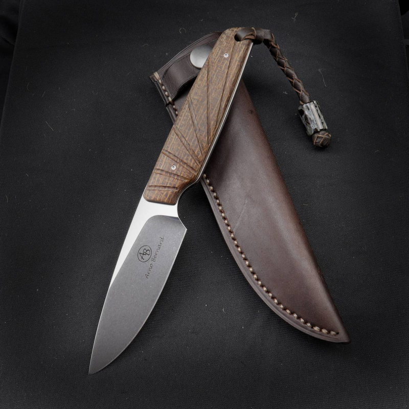 Bongo Arno Bernard Knives EDC Messer mit N690 Stahl Burlap Micarta braun