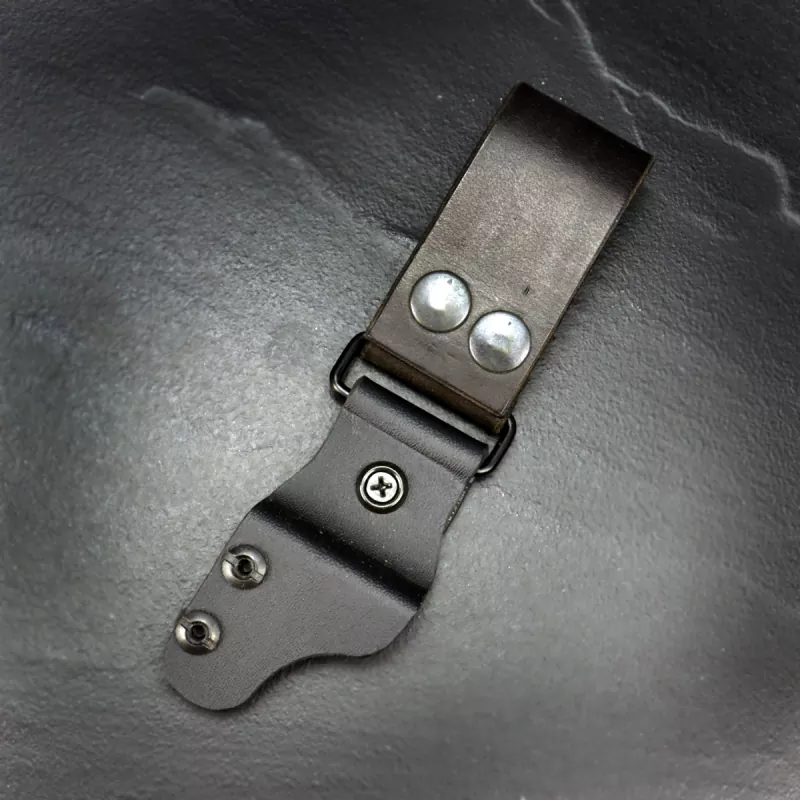 Kydex belt adapter / dangler with leather straps black/coffee and snaps, vertical movement
