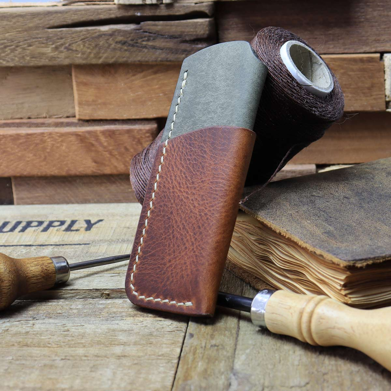 Handmade Leather Sheath Combo Gray/Cognac for SK-X and X1 Tool - de.leather