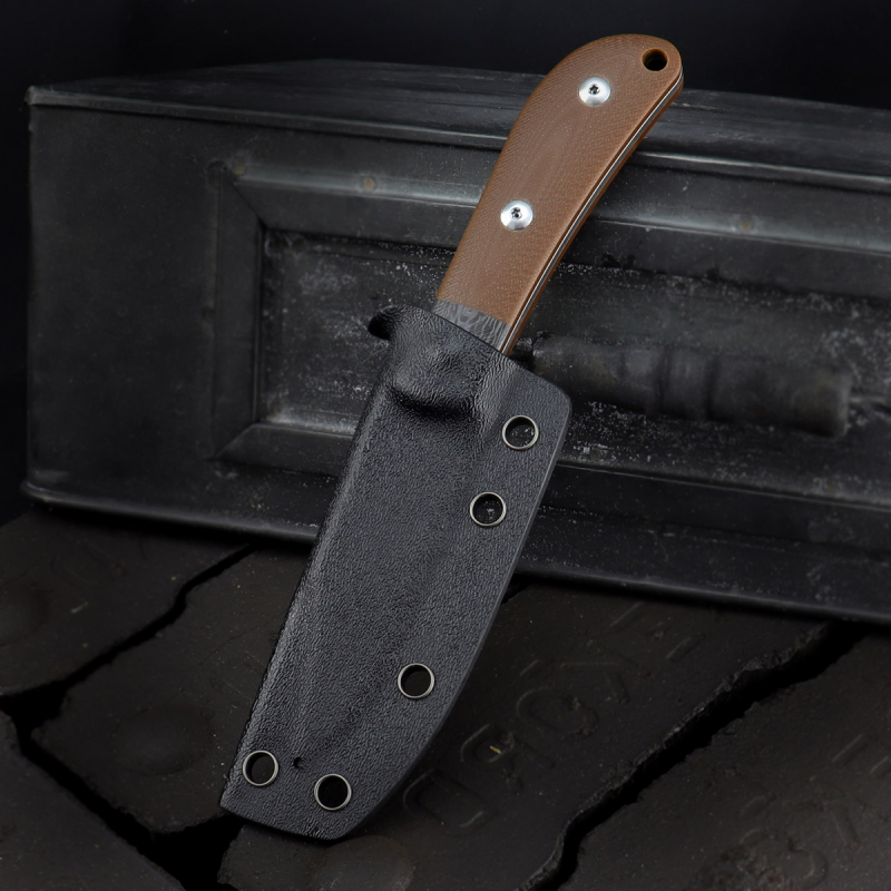 JE made Knives Fixed Lanny Stahl Sandvik 12C27 Griff G10 braun / Carbon