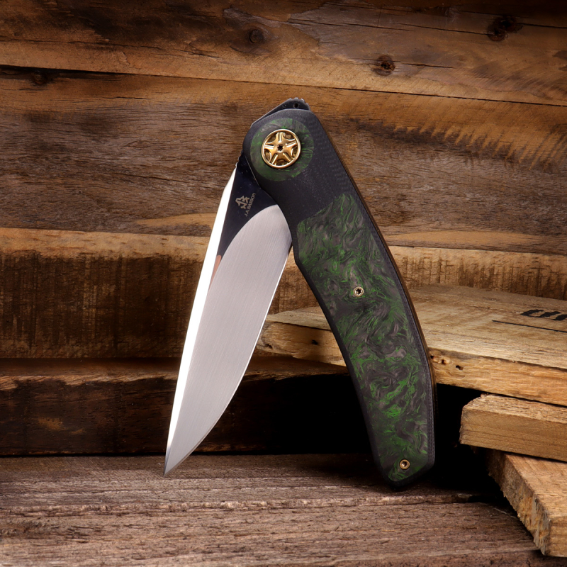 Arno Basson - G3FF Messer Elmax Stahl G10 mit FAT Carbon Inlay grün - Folder aus südafrikanischer Herstellung