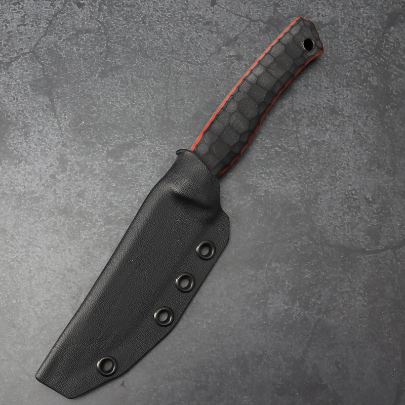 SALE - Forge Works knife SB1 stonewashed G10 black with red liner