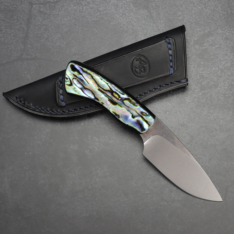 Erstmalig Gecko von Arno Bernard Knives mit Abalone N690 Stahl EDC Messer mit Lederscheide