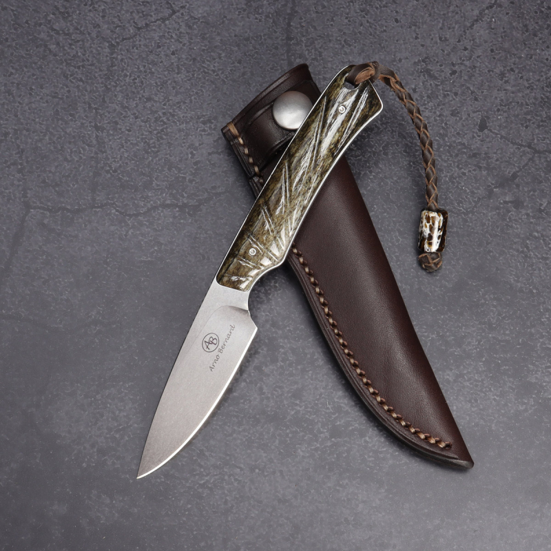 Marmoset Arno Bernard Knives narrow EDC knife made of N690 with grip bone handle