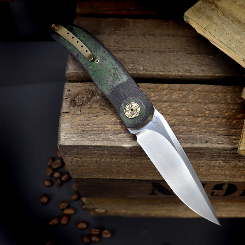Arno Basson - G3FF Messer Elmax Stahl G10 mit FAT Carbon Inlay grün - Folder aus südafrikanischer Herstellung