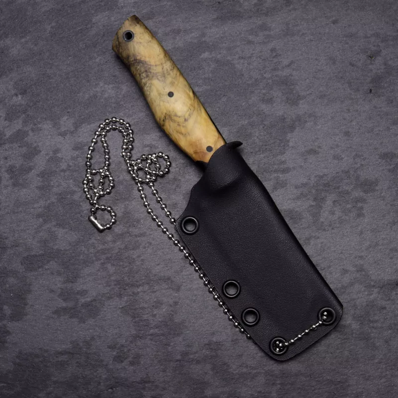 SK05 outdoor custom knife carbon steel 1.2419 stabilized poplar with MDK Kydex link chain