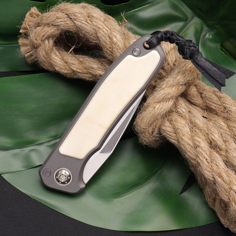 German Edition Fuller Arno Bernard Knives - iMamba titanium knife RWL-34 steel and natural warthog tusk