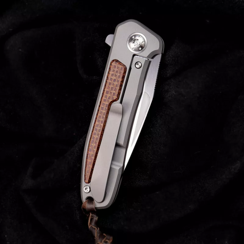 Folder iMamba Arno Bernard Knives Burlap Micarta + titanium handle RWL-34 - Framelock 23/147