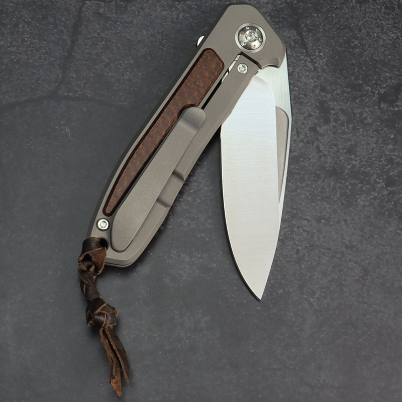 24-190 Folder iMamba Arno Bernard Knives Burlap Micarta + titanium handle RWL-34 - Framelock