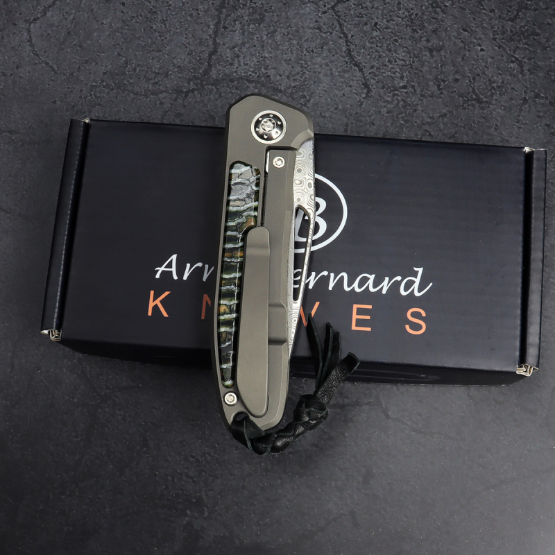 German Edition skeltonized - Arno Bernard Knives iMamba Damascus steel mammoth molar titanium 23/703