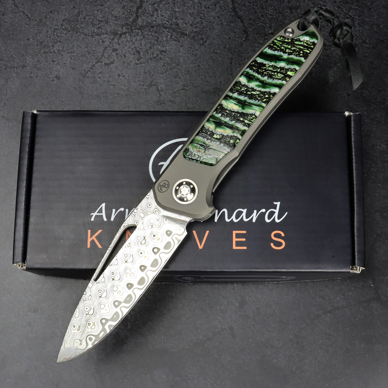 German Edition skelettiert - Arno Bernard Knives iMamba Damaststeel Mammutbackenzahn Titan 24/221