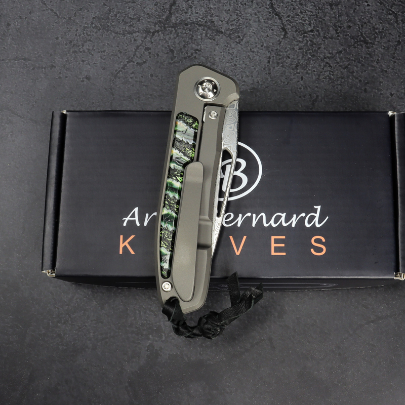 German Edition skeltonized - Arno Bernard Knives iMamba Damascus steel mammoth molar titanium 24/221