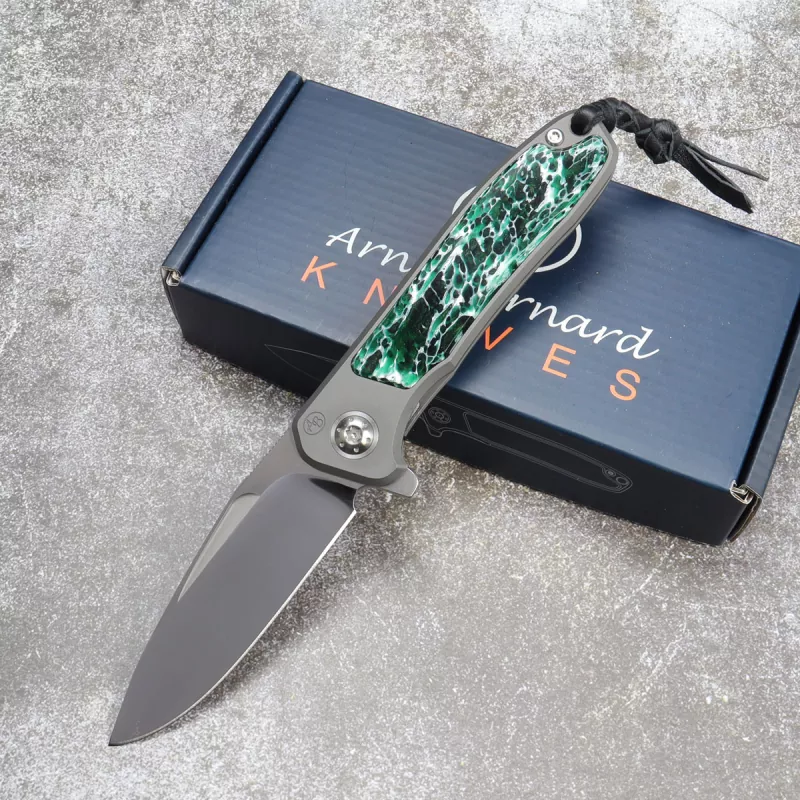 Folder Arno Bernard Knives iMamba Kudu bone green + titanium handle RWL-34 - framelock