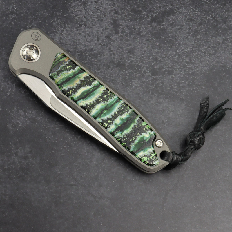 24-187 German Edition fuller - Arno Bernard Knives iMamba RWL-34 mammoth molar green titanium