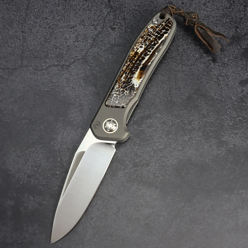 24-186 German Edition Fuller Arno Bernard Knives iMamba Kudu bone brown + titanium handle RWL-34 - framelock