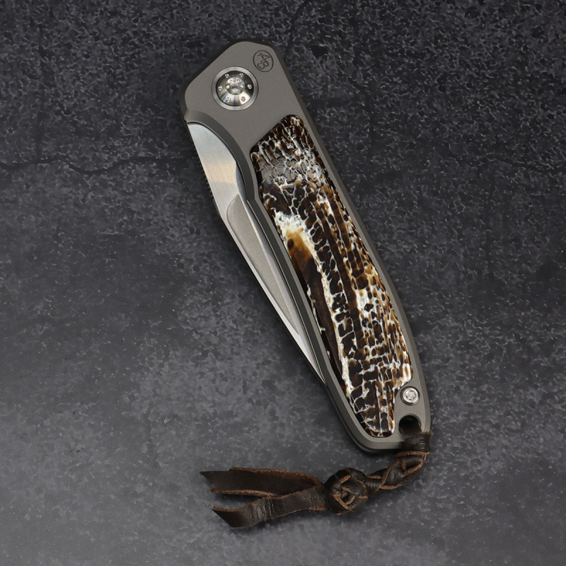 24-186 German Edition Fuller Arno Bernard Knives iMamba Kudu bone brown + titanium handle RWL-34 - framelock
