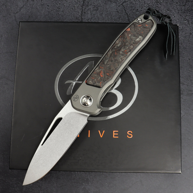 Special feature - iMamba Folder ball bearing | skeletonized stonewashed without flipper | FAT Carbon Darkmatter | Titanium handle RWL-34 | Arno Bernard