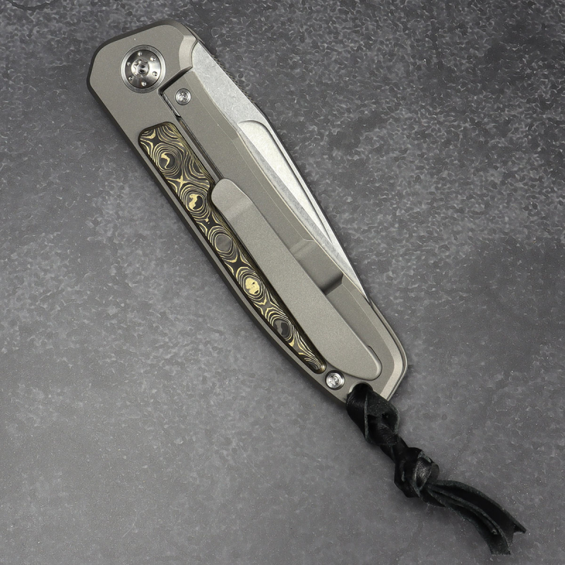 Arno Bernard Knives - iMamba uller Titan Messer RWL-​34 Stahl stonewashed und Carbon UNI Gold