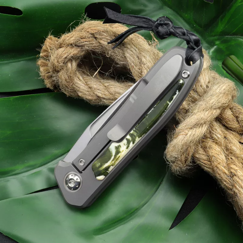 German Edition Arno Bernard Knives - iMamba Titanium Knife RWL-34 Steel and Wart Shine Dyed Green