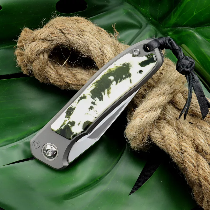 German Edition Arno Bernard Knives - iMamba Titanium Knife RWL-34 Steel and Wart Shine Dyed Green