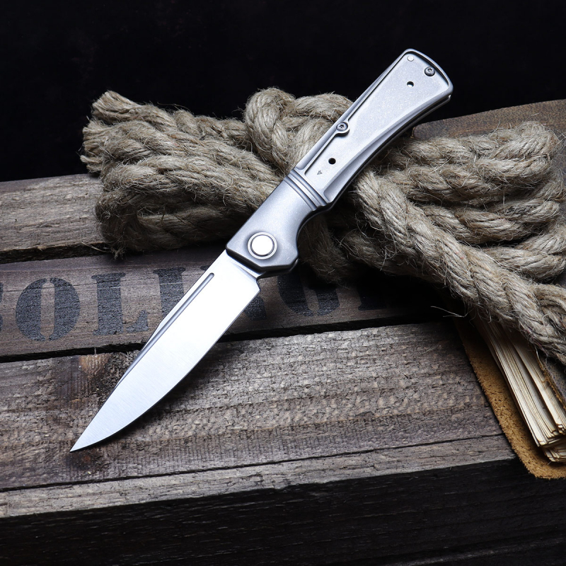 SK-X Slipjoint pocket knife - CPM20CV steel satin Handfinish full titanium - without Inlay