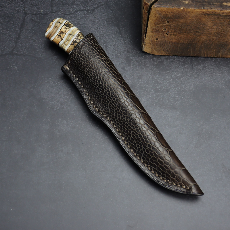 Jackal - Arno Bernard Knives high-quality hunting and collector's knife mammoth molar ostrich leather