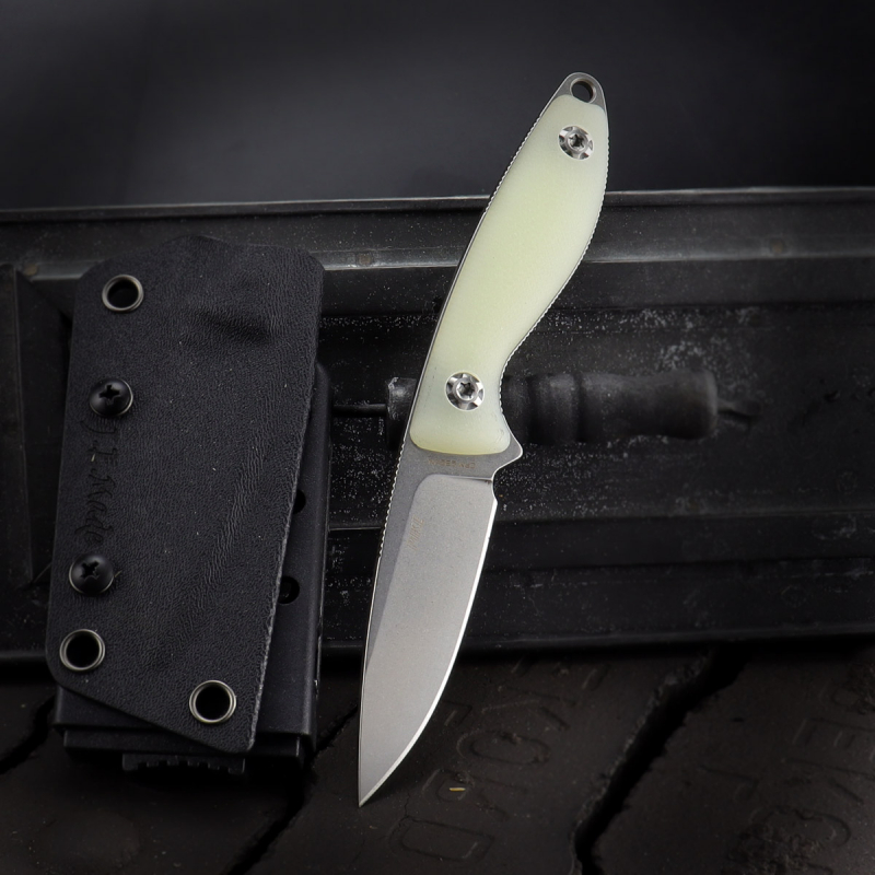 JE made Knives PIKE forum knife CPM-S35VN Steel G10 Jade + 2x Kydex + belt adapter