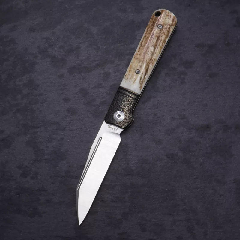 JE Made Knives Lambfoot Hirschhorn aus M390 Stahl Slipjoint Taschenmesser