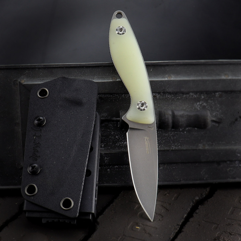 JE made Knives PIKE Forumsmesser CPM-S35VN Stahl G10 Jade + 2x Kydex + Gurtadapter