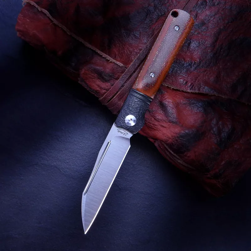 Lambfoot Micarta - J.E. Made Knives Slipjoint pocket knife Steel M390 and titanium
