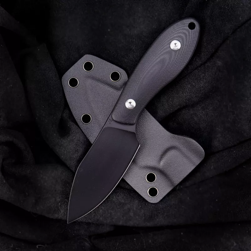 JE made knives Mini-Q Sandvik 12C27 All black - G10 black