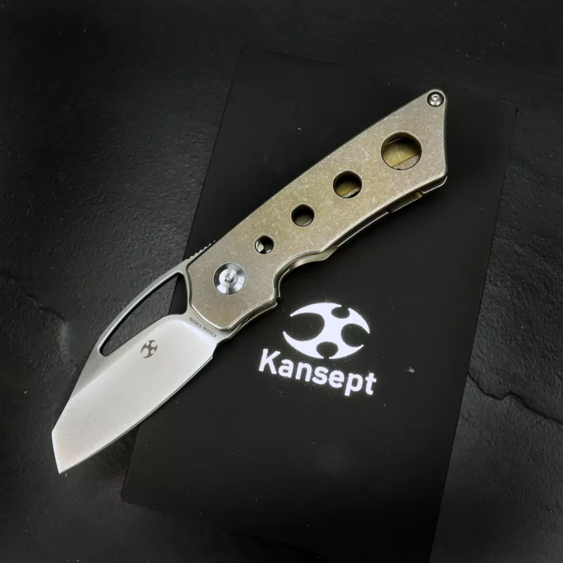 Kansept Goblin Knife Titan Bronze Anodized Folder with Blade CPM-​S35VN with Clip