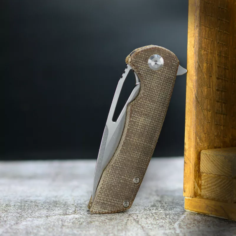Kansept Knives "Low budget" Cryo Folder Knife with Micarta brown D2 steel flipper