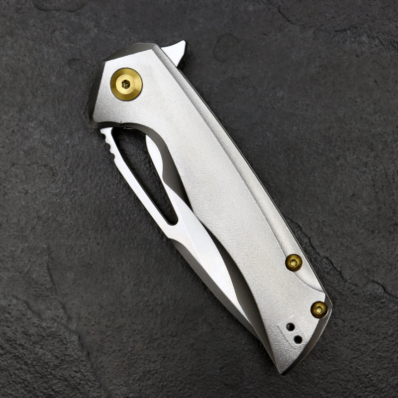 Kansept Kryo Titan knife "orange peel" with CPM S35VN steel and exchangeable clip