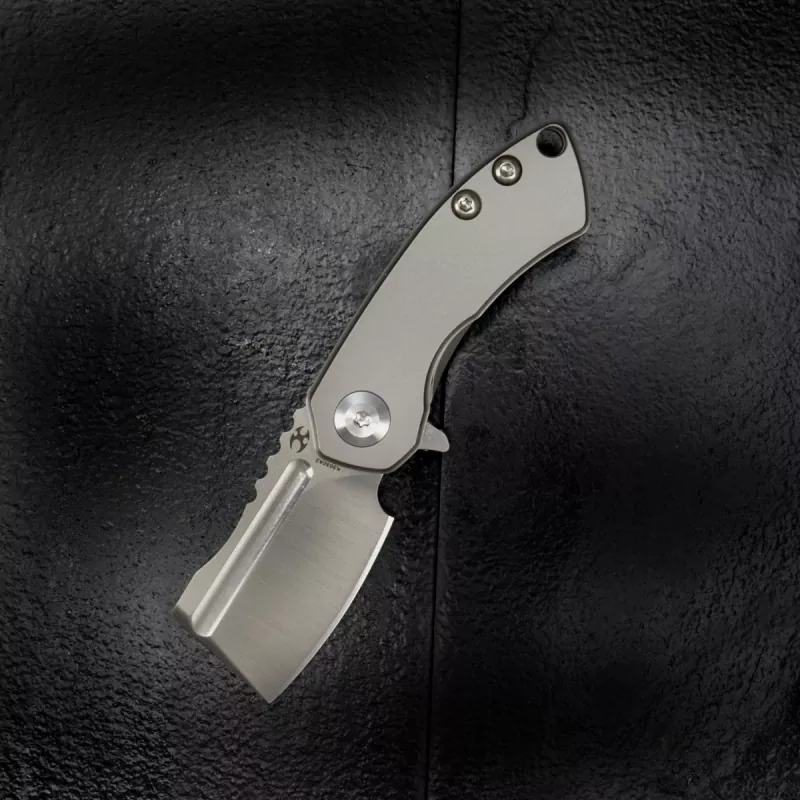 Kansept Korvid Mini Full Titan knife sandblasted with S35Vn blade designed by Koch Tools