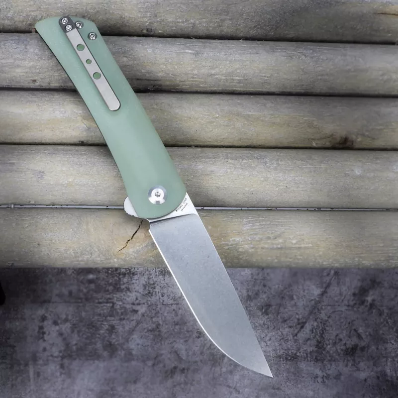 Kansept Weasel Slipjoint Flipper Knife G10 Jade with Droppoint Blade made of 154CM