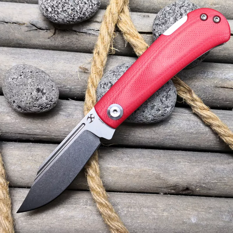 Pocket knife with backlock - WEDGE - by Kansept Knives EDC knife with steel 154CM and G10 red - Design Nick Swan