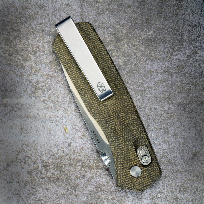 James Brand - Carter Messer Micarta olive mit slidelock und bronze Washern Stahl VG10
