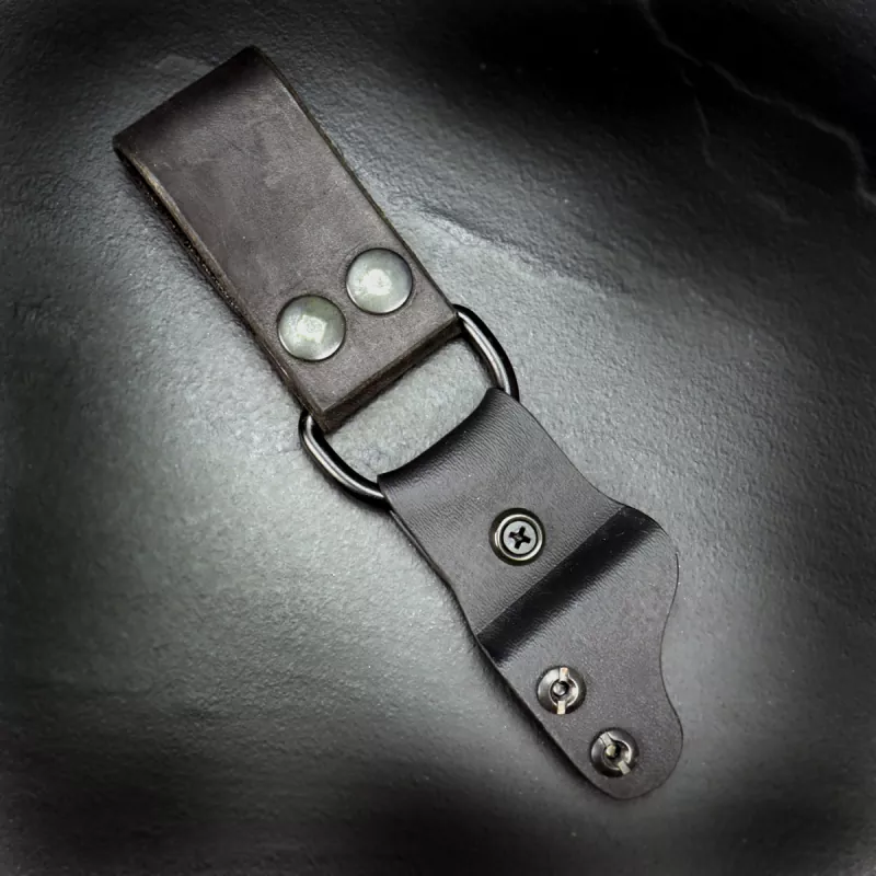 Kydex belt adapter / dangler with leather straps black/coffee and press studs laterally movable