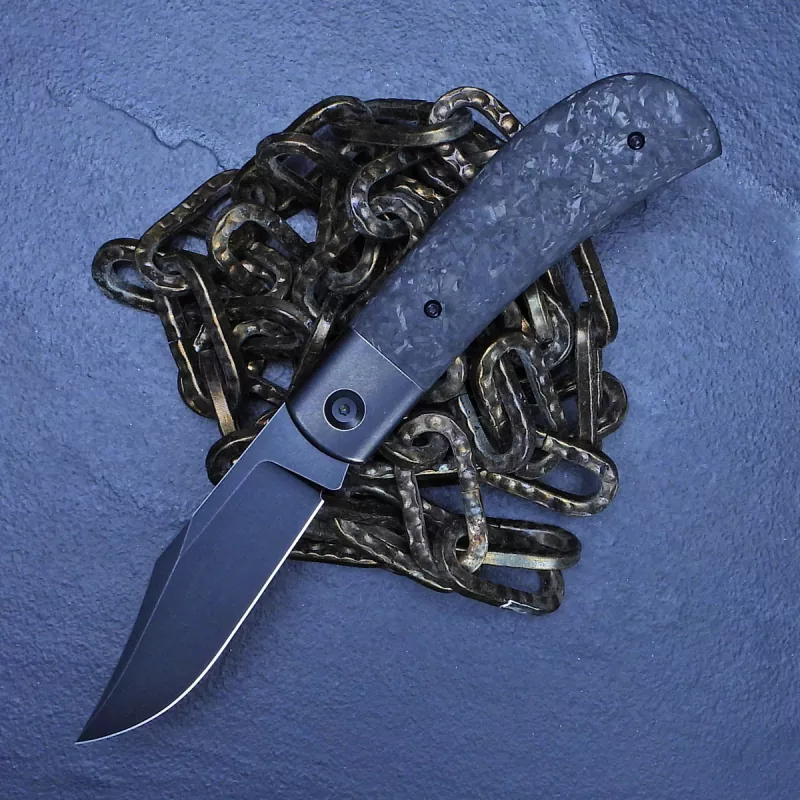 Lenny's Clip Slipjoint pocket knife all black M390 steel with shredded carbon HSK Machineworks